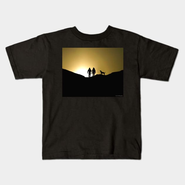 peak district walkers silhouette Kids T-Shirt by Simon-dell